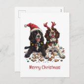Merry Christmas Cocker Spaniel Dogs Feestdagenkaart (Voorkant / Achterkant)