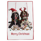 Merry Christmas Cocker Spaniel Dogs Medium Cadeauzakje (Achterkant)