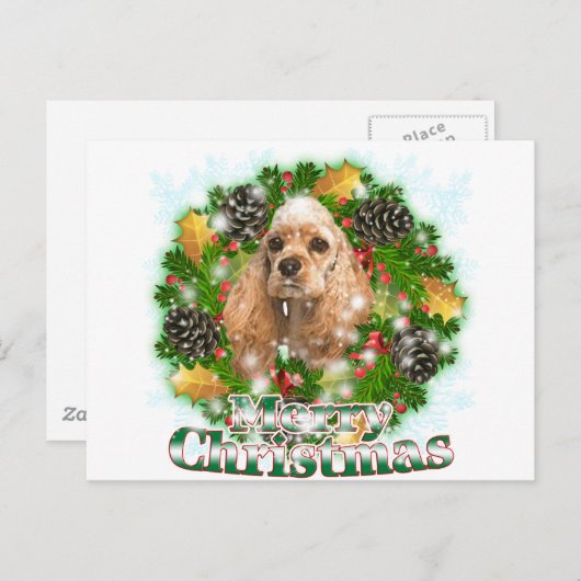 Merry Christmas Cocker Spaniel Feestdagenkaart (Voorkant / Achterkant)