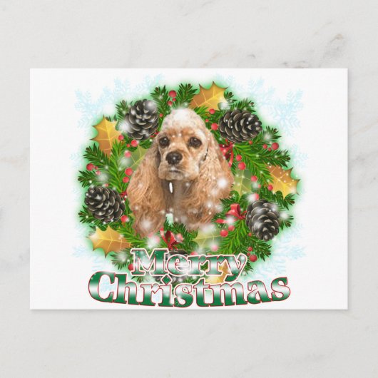 Merry Christmas Cocker Spaniel Feestdagenkaart (Voorkant)
