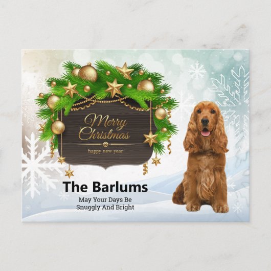 Merry Christmas Cocker Spaniel Feestdagenkaart (Voorkant)