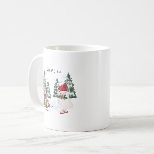 Merry Christmas Coffee Mok Gepersonaliseerd cadeau (Voorkant links)