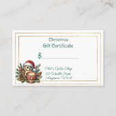 Merry Christmas Coffee Shop Gift Certificate Visitekaartje (Voorkant)