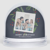 Merry Christmas Collage Custom Modern Holly Sneeuwbol (Voorkant)