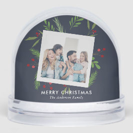 Merry Christmas Collage Custom Modern Holly Sneeuwbol