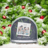 Merry Christmas Collage Custom Modern Holly Sneeuwbol (Kerstmis)