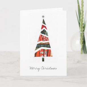 Merry Christmas Collage Style Tree Kaart