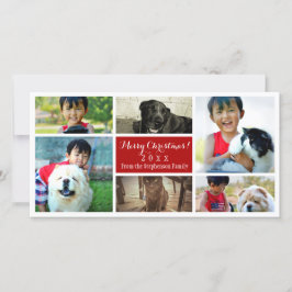 Merry Christmas Collage Zes Familie Pics Feestdagenkaart