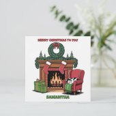 Merry Christmas Color Me Fireplace & Stockings Feestdagenkaart (Staand voorkant)