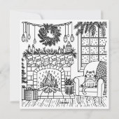 Merry Christmas Color Me Fireplace & Stockings Feestdagenkaart (Achterkant)