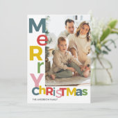 Merry Christmas Colorful Photo Kaart (Staand voorkant)