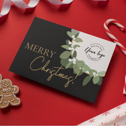 Merry Christmas Company Logo Gold black Custom Feestdagen Kaart