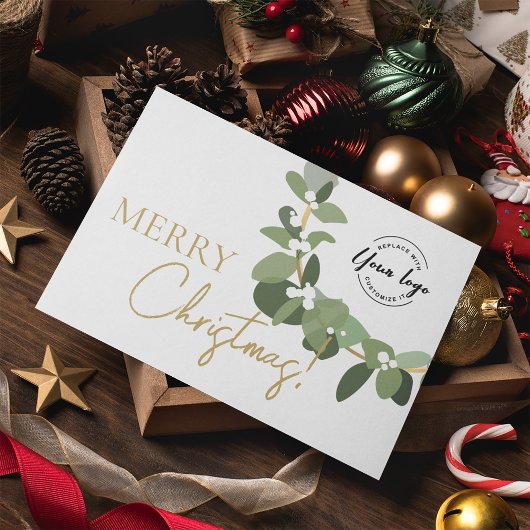 Merry Christmas Company Logo Gold wit Custom Feestdagen Kaart