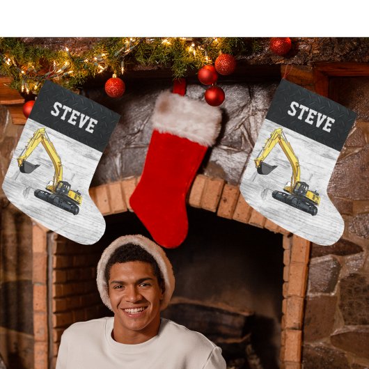 Merry Christmas Construction Graafmachine Naam Man Grote Kerstsok