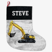 Merry Christmas Construction Graafmachine Naam Man Grote Kerstsok (Voorkant)