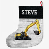 Merry Christmas Construction Graafmachine Naam Man Grote Kerstsok (Achterkant)