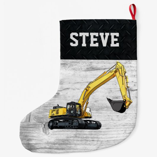 Merry Christmas Construction Graafmachine Naam Man Grote Kerstsok (Achterkant)