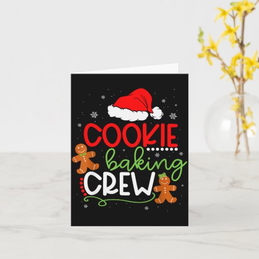 Merry Christmas Cookie Baking Crew Ginger Santa Pa Kaart (Gele Bloem)
