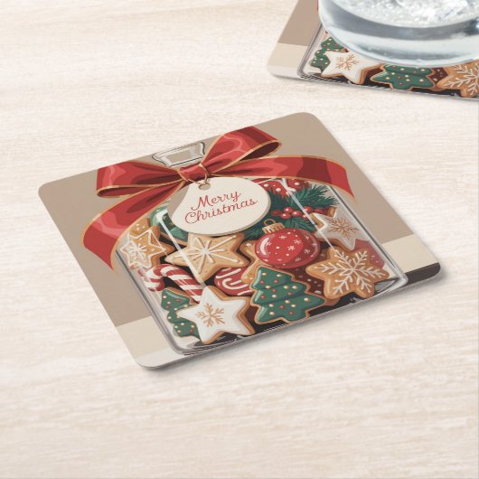 Merry Christmas Cookie Jar Onderzetter Set (Schuin)