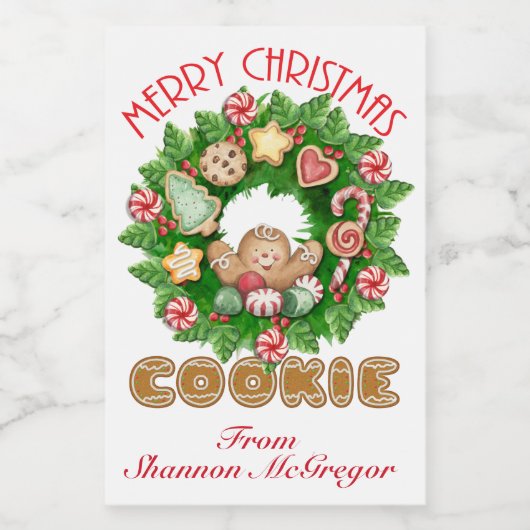 Merry Christmas Cookie Label Voedselcontainer Etiket (Enkel label)