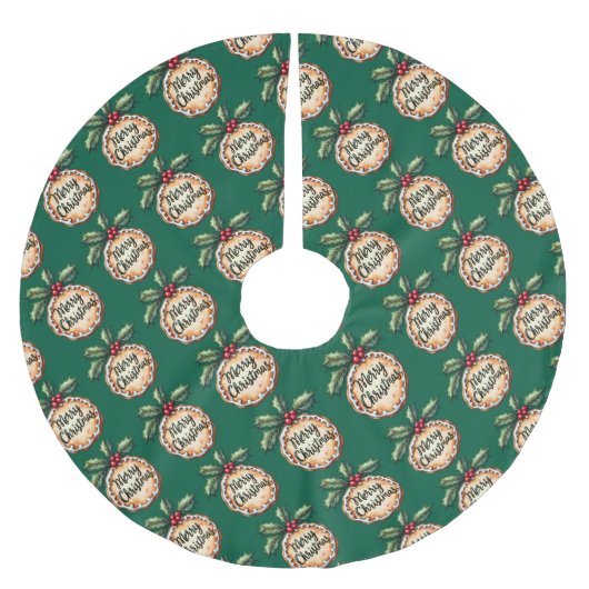 Merry Christmas Cookie with Holly Berries Green Kerstboom Rok (Voorkant)