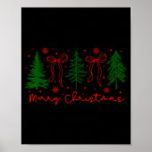Merry Christmas Coquette Bow And Tree Retro Xmas H Poster (Voorkant)