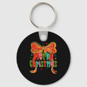 Merry Christmas Coquette Bow Christmas Women Girls Sleutelhanger (Voorkant)
