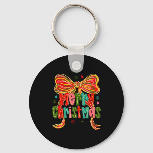 Merry Christmas Coquette Bow Christmas Women Girls Sleutelhanger (Voorkant)
