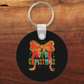 Merry Christmas Coquette Bow Christmas Women Girls Sleutelhanger (Voorkant)