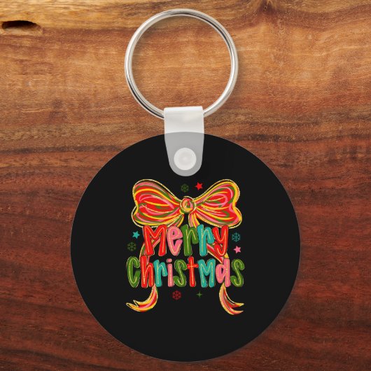 Merry Christmas Coquette Bow Christmas Women Girls Sleutelhanger (Voorkant)