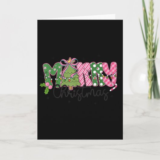 Merry Christmas Coquette Bow Family Xmas Men Women Kaart (Voorkant)