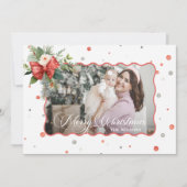 Merry Christmas Coquette Bow, Ribbon Frame 1 Photo Feestdagenkaart (Voorkant)