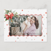 Merry Christmas Coquette Bow, Ribbon Frame 1 Photo Feestdagenkaart (Voorkant)