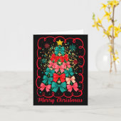 Merry Christmas Coquette Bow Tree Retro Xmas For W Kaart (Gele Bloem)