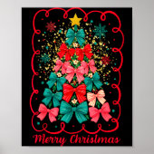 Merry Christmas Coquette Bow Tree Retro Xmas For W Poster (Voorkant)