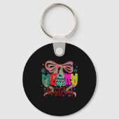 Merry Christmas Coquette Preppy Bow Tree For Woman Sleutelhanger (Voorkant)