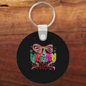 Merry Christmas Coquette Preppy Bow Tree For Woman Sleutelhanger (Voorkant)