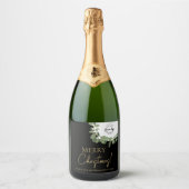 Merry Christmas Corporate logo Krans Vakantie Sparkling Wijnetiket (Voorkant)