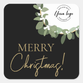 Merry Christmas Corporate logo Krans Vakantie Vierkante Sticker