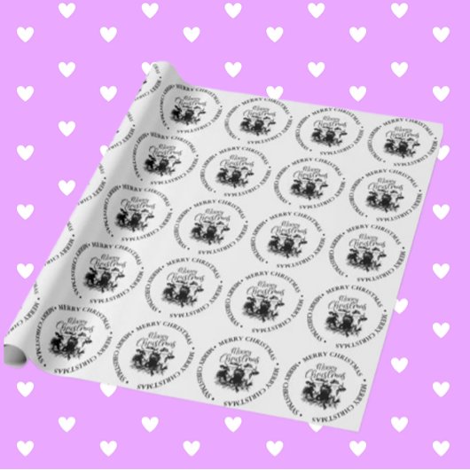 Merry Christmas Country Koe thema Cadeaupapier