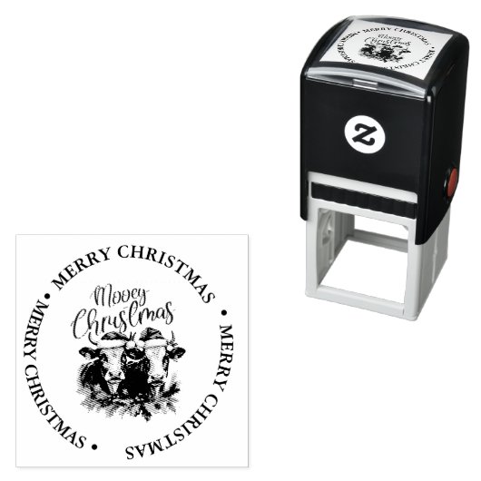 Merry Christmas Country Koe thema Zelfinktende Stempel (In situ)
