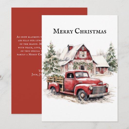  Merry Christmas Country Truck Snow Feestdagenkaart (Voorkant / Achterkant)