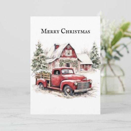  Merry Christmas Country Truck Snow Feestdagenkaart (Staand voorkant)