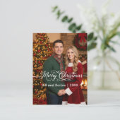 Merry Christmas Couples Photo Front Feestdagenkaart (Staand voorkant)