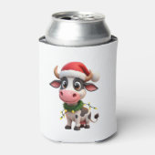 Merry Christmas Cow Santa Christmas Lights Cow Xma Blikjeskoeler (Blikje Voorkant)