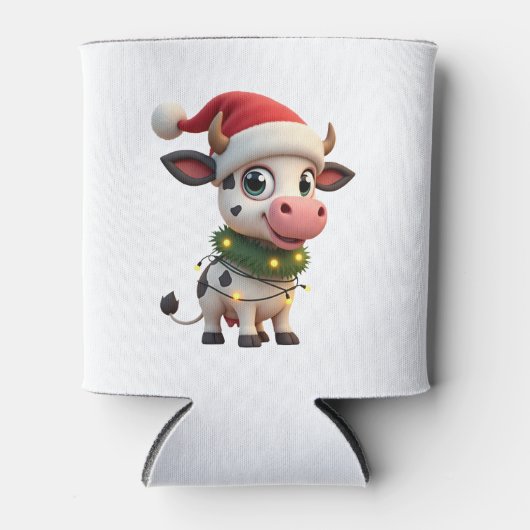 Merry Christmas Cow Santa Christmas Lights Cow Xma Blikjeskoeler (Voorkant)