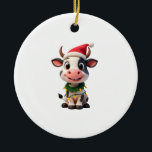 Merry Christmas Cow Santa Christmas Lights Cow Xma Keramisch Ornament<br><div class="desc">Merry Christmas Cow Santa Christmas Lights Cow Xmas Tree T-Shirt</div>