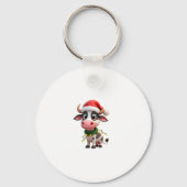 Merry Christmas Cow Santa Christmas Lights Cow Xma Sleutelhanger (Voorkant)
