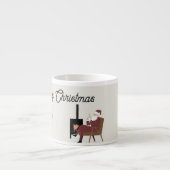 Merry Christmas Cozy Santa Fireplace Espresso Mug  Espresso Kop (Voorkant)
