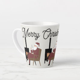 Merry Christmas Cozy Santa Fireplace Latte Coffee Latte Mok